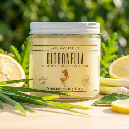 Lady May Tallow Candles Citronella Lady May "Classics" All Natural, Tallow &amp; Beeswax Candle
