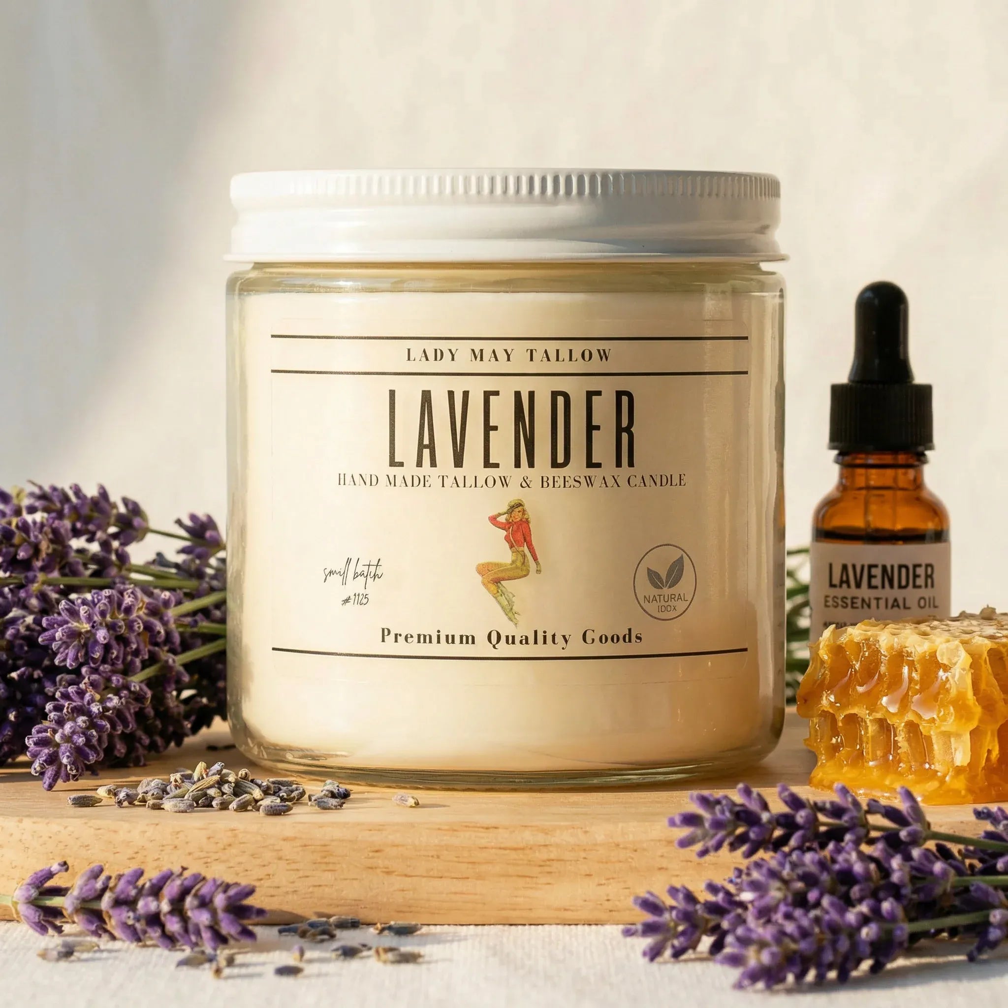 Lady May Tallow Candles Lavender Lady May "Classics" All Natural, Tallow &amp; Beeswax Candle