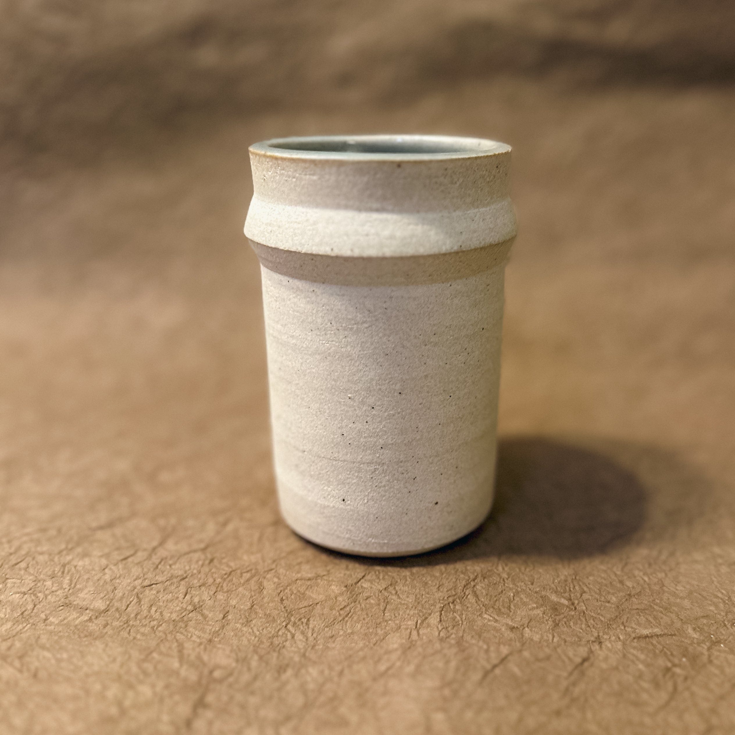 Olivia Snow Ceramics Tumbler top angle Saturn Ceramic Tumblers in White and Celadon