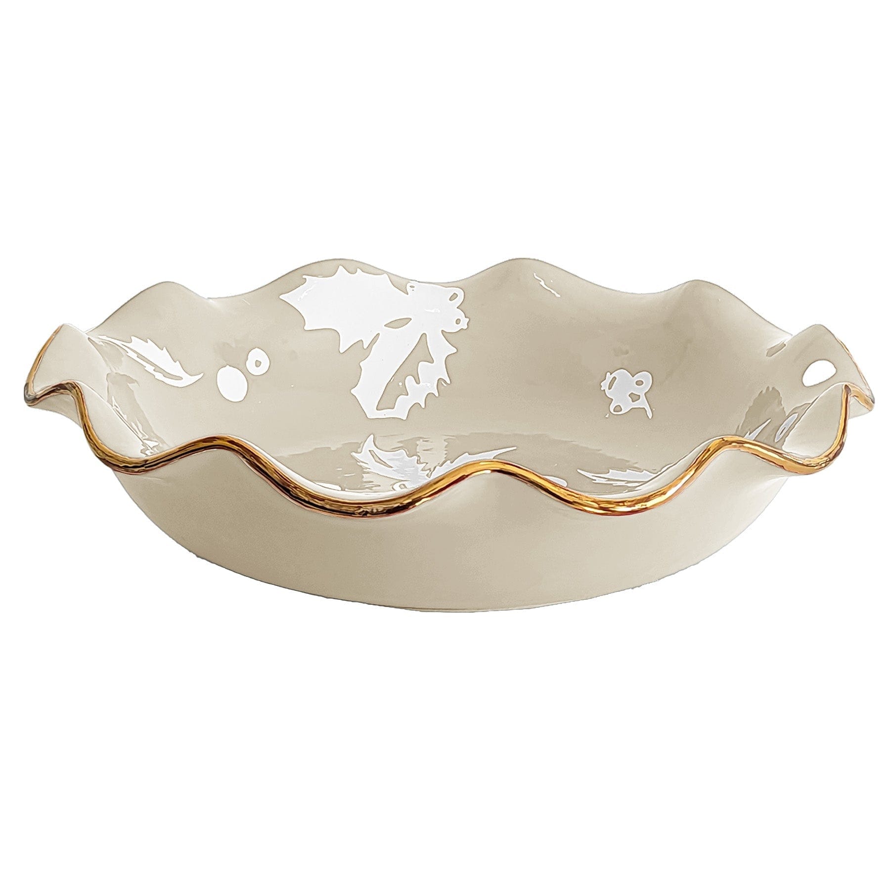 Ruby Clay Company Tray Deck the Halls Scalloped Bowls with 22K Gold Accent