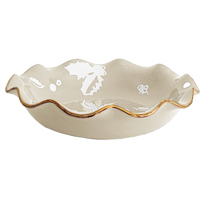 Ruby Clay Company Tray Deck the Halls Scalloped Bowls with 22K Gold Accent