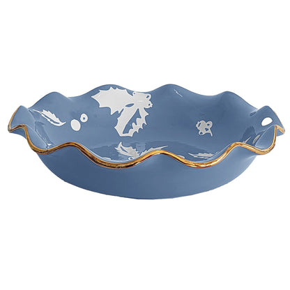 Ruby Clay Company Tray Deck the Halls Scalloped Bowls with 22K Gold Accent