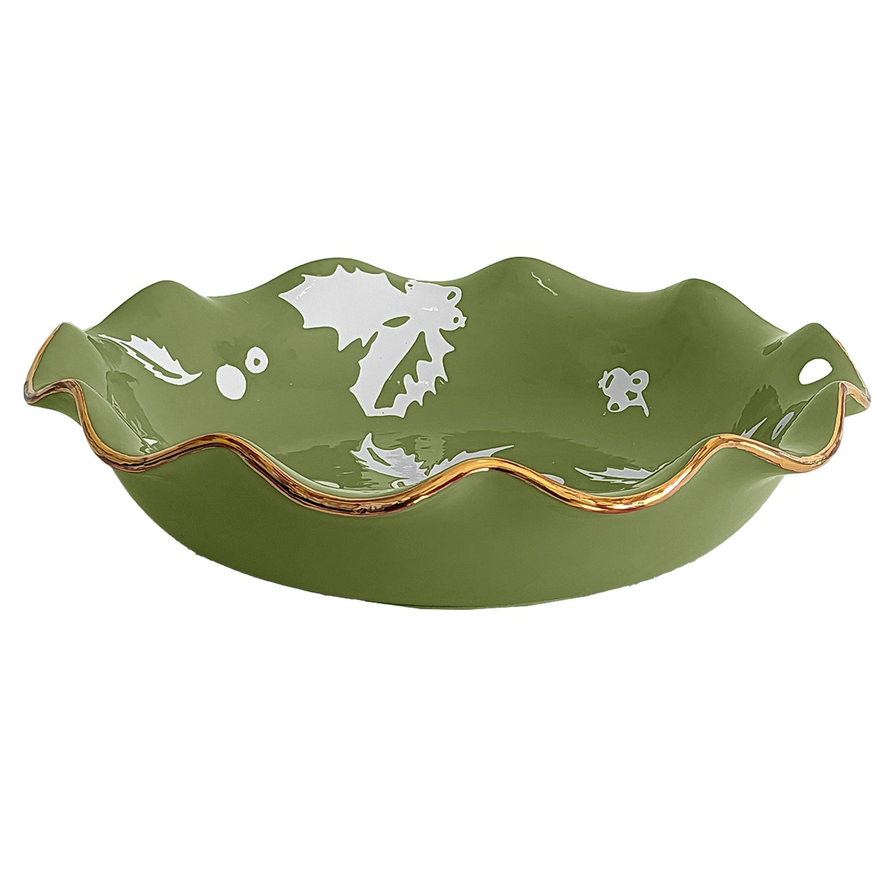 Ruby Clay Company Tray Deck the Halls Scalloped Bowls with 22K Gold Accent