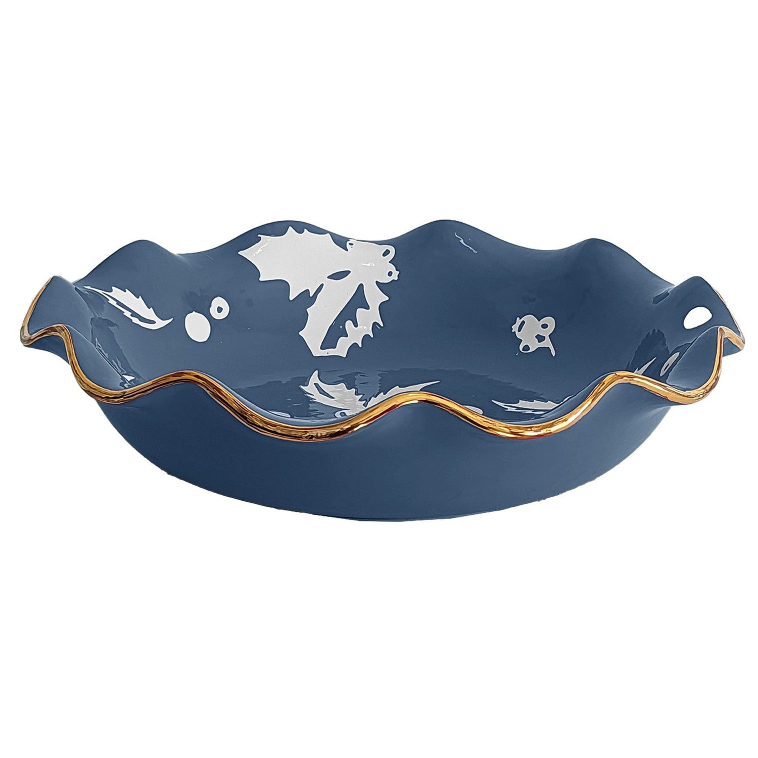 Ruby Clay Company Tray Deck the Halls Scalloped Bowls with 22K Gold Accent