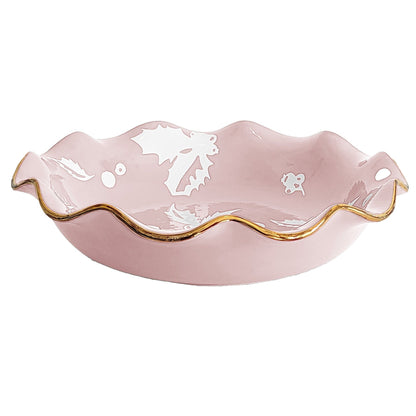Ruby Clay Company Tray Large / Cherry Blossom Pink Deck the Halls Scalloped Bowls with 22K Gold Accent