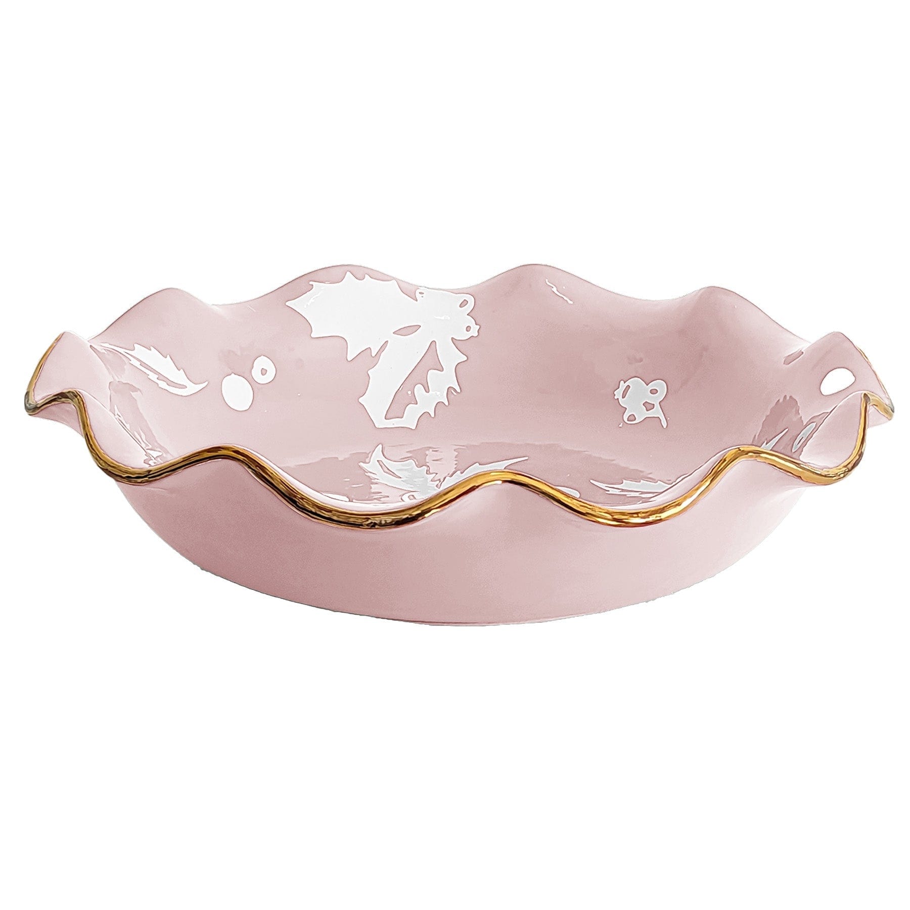 Ruby Clay Company Tray Deck the Halls Scalloped Bowls with 22K Gold Accent