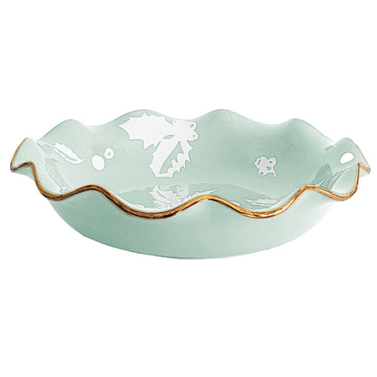Ruby Clay Company Tray Large / Sea Glass Deck the Halls Scalloped Bowls with 22K Gold Accent