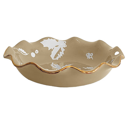 Ruby Clay Company Tray Deck the Halls Scalloped Bowls with 22K Gold Accent