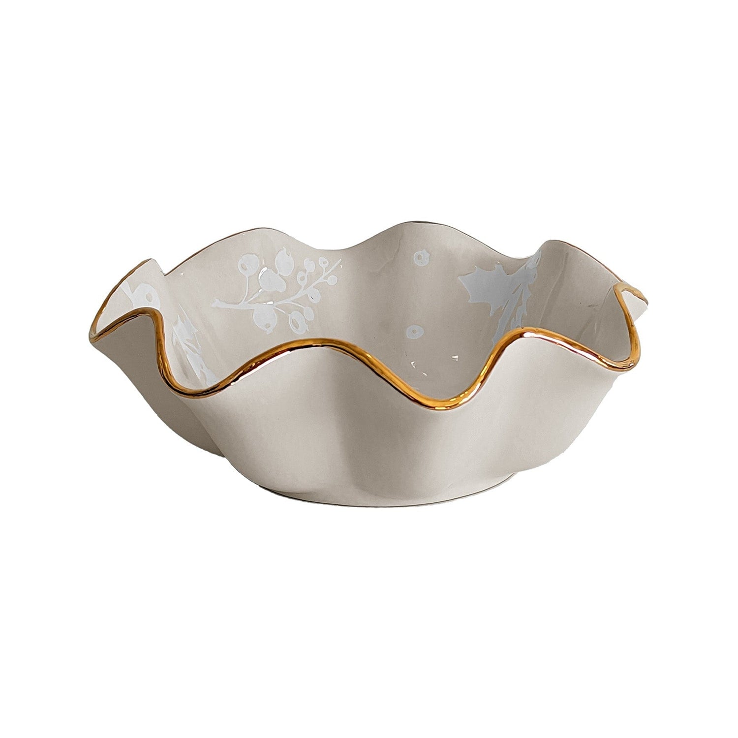 Ruby Clay Company Tray Medium / Beige Deck the Halls Scalloped Bowls with 22K Gold Accent