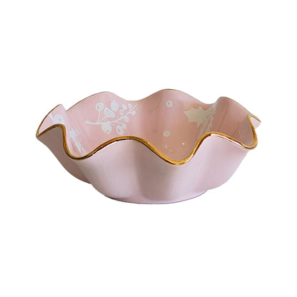 Ruby Clay Company Tray Medium / Cherry Blossom Pink Deck the Halls Scalloped Bowls with 22K Gold Accent
