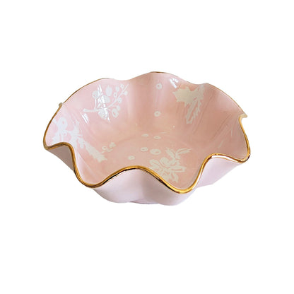 Ruby Clay Company Tray Deck the Halls Scalloped Bowls with 22K Gold Accent