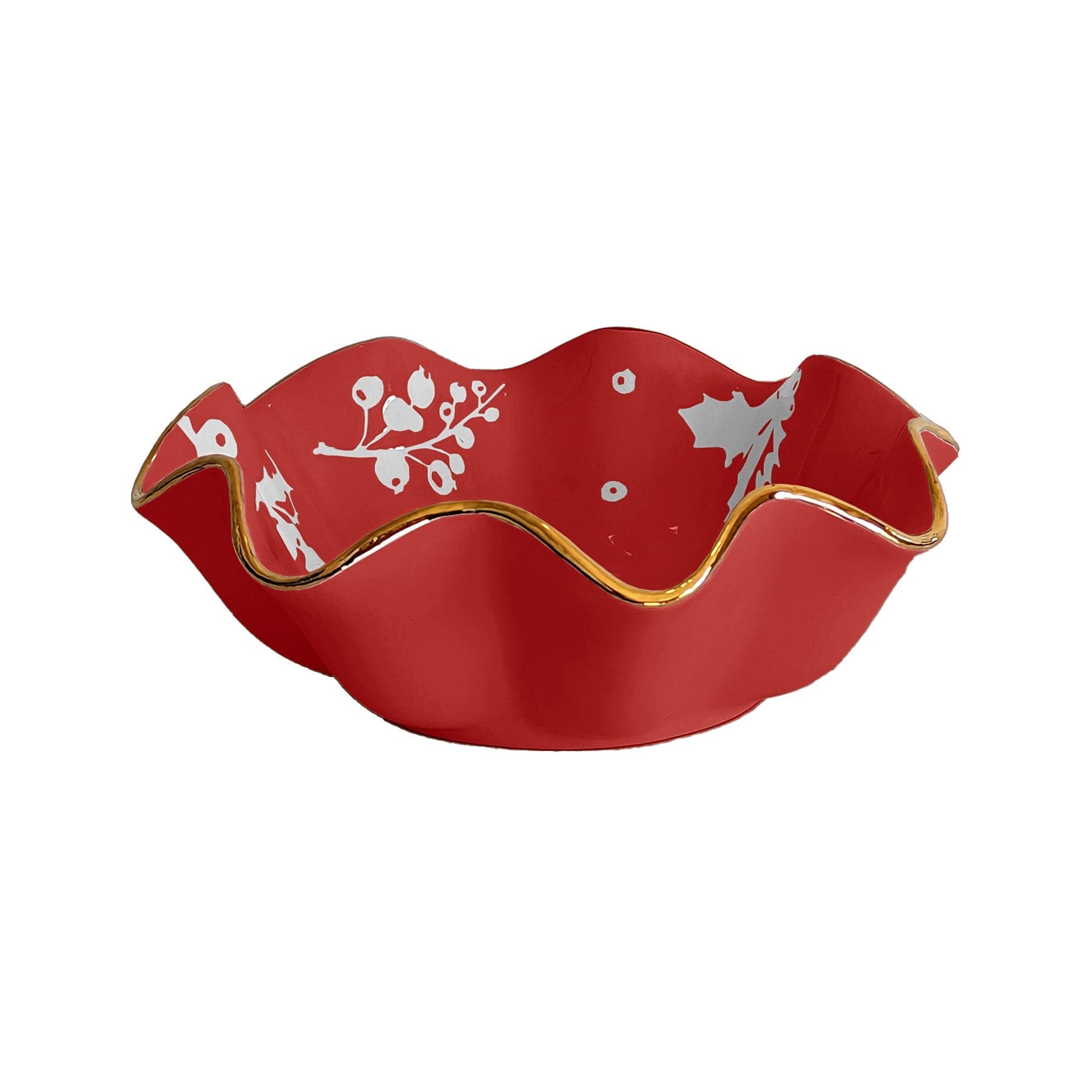 Ruby Clay Company Tray Deck the Halls Scalloped Bowls with 22K Gold Accent