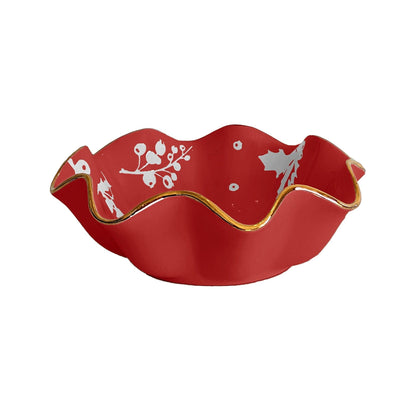 Ruby Clay Company Tray Deck the Halls Scalloped Bowls with 22K Gold Accent