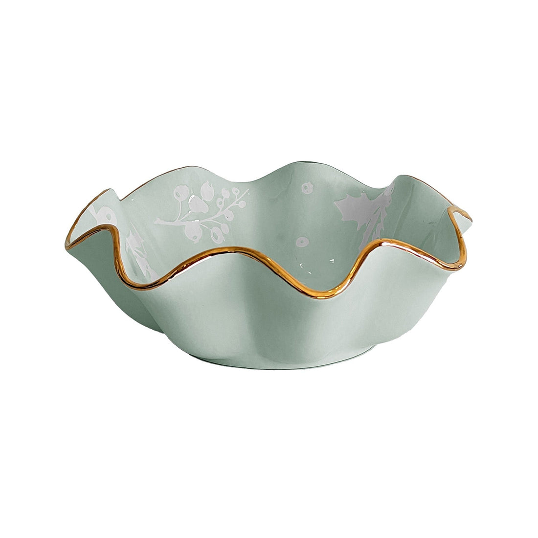 Ruby Clay Company Tray Medium / Sea Glass Deck the Halls Scalloped Bowls with 22K Gold Accent