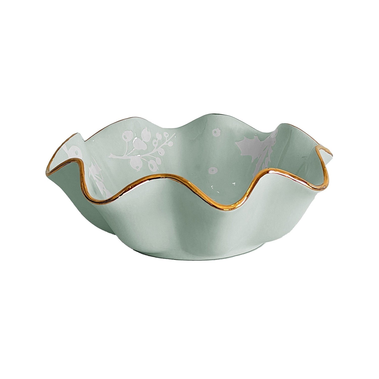Ruby Clay Company Tray Medium / Sea Glass Deck the Halls Scalloped Bowls with 22K Gold Accent