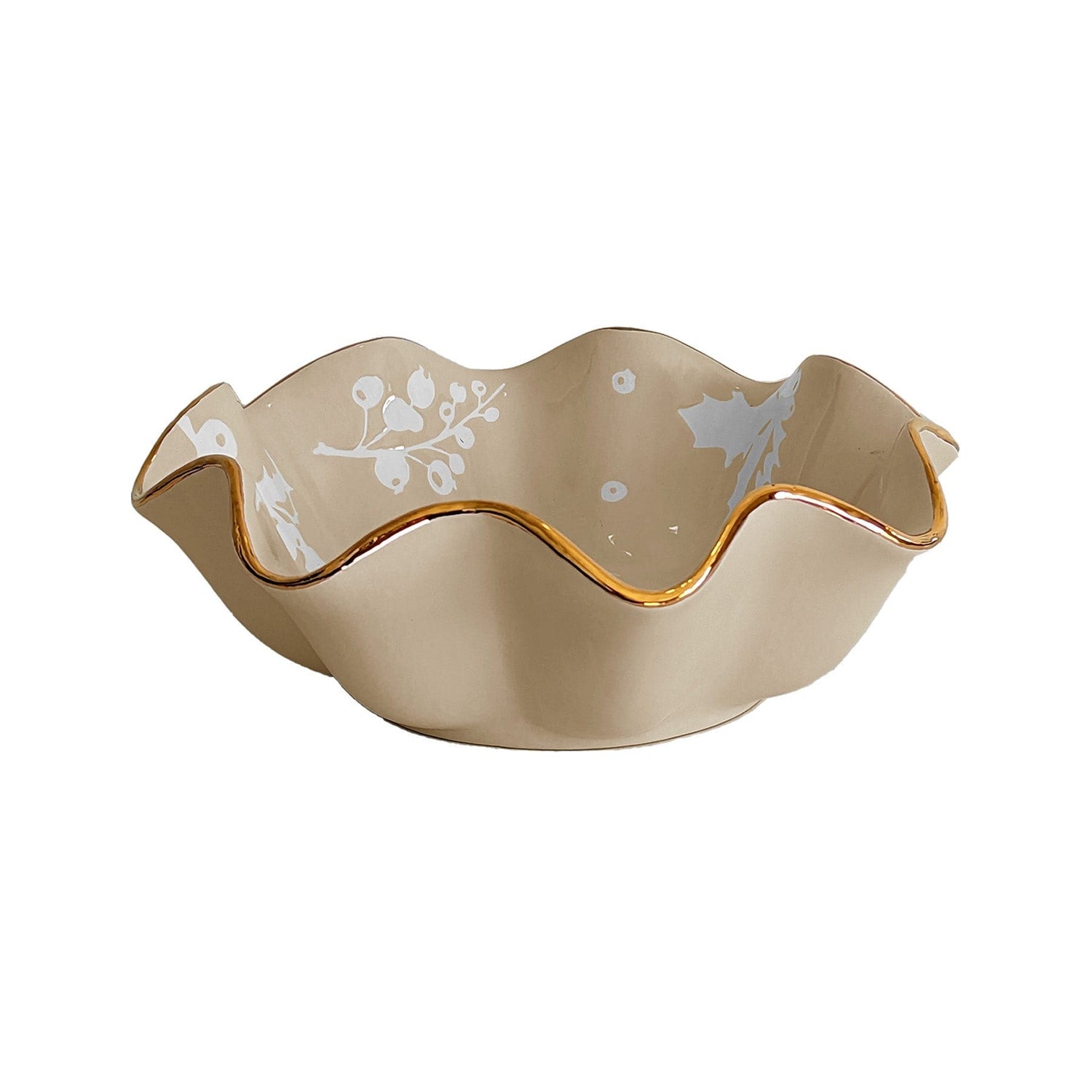 Ruby Clay Company Tray Medium / Sand Deck the Halls Scalloped Bowls with 22K Gold Accent