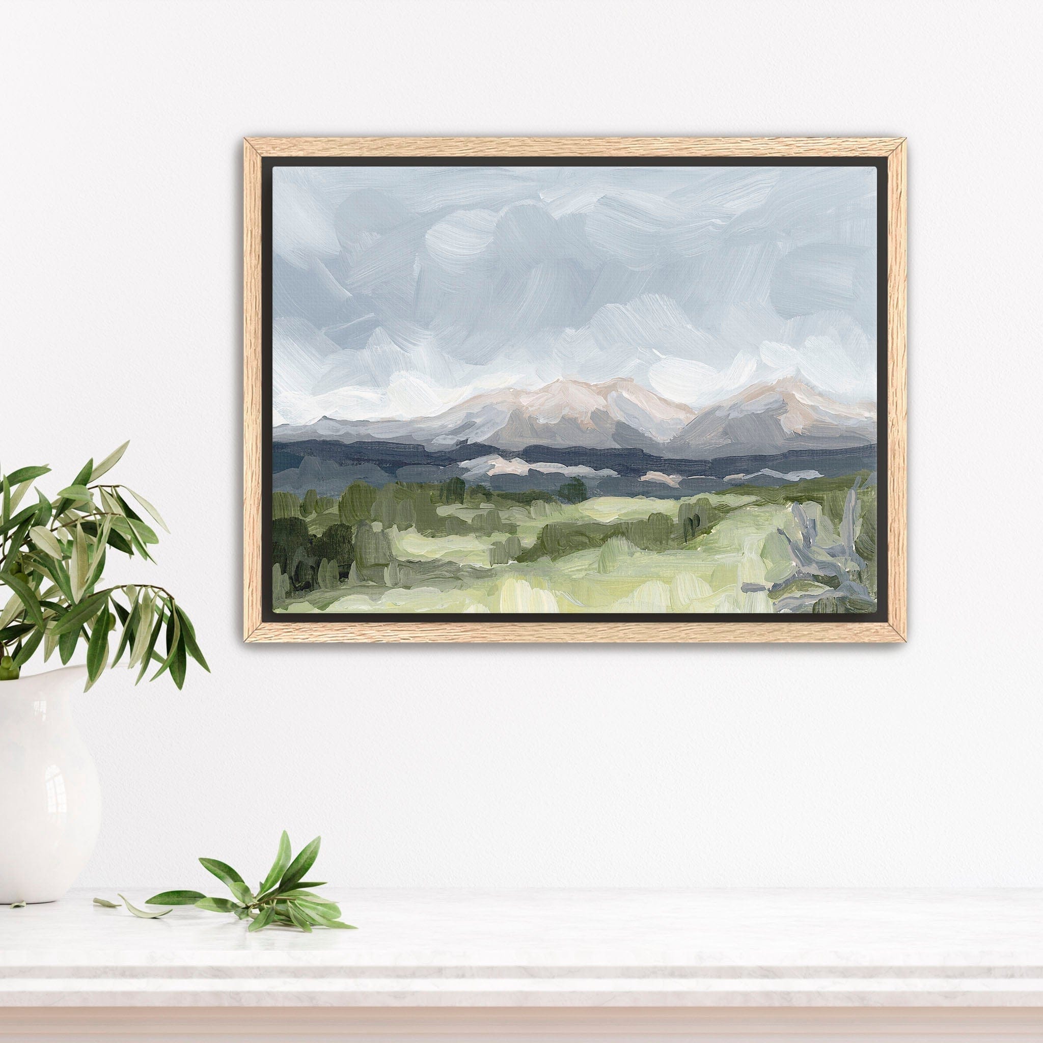 Katie Garrison Art Print Stretched Canvas / 8x10 in / Oak Frame "Home in the Valley" Art Print