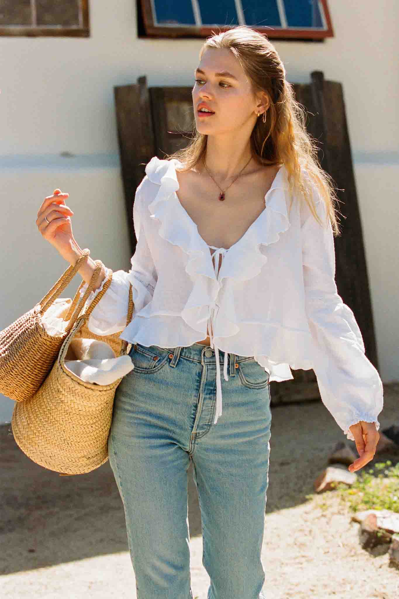 Houston Top - White Ruffle