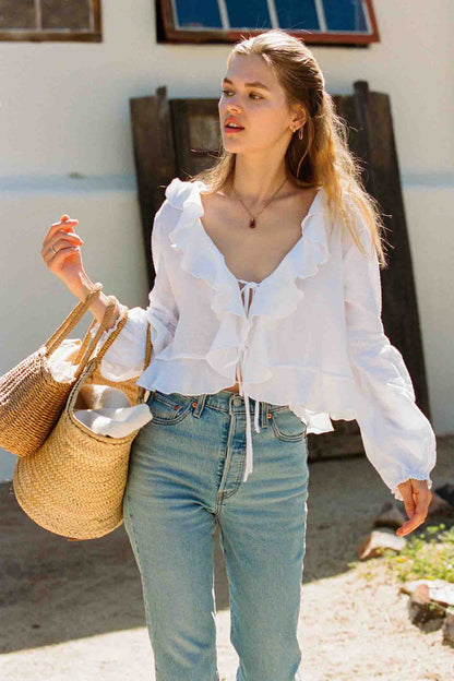 Houston Top - White Ruffle