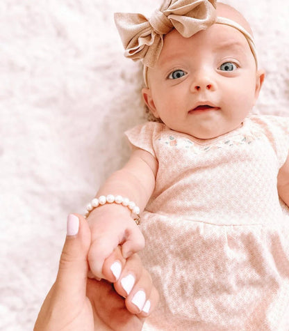 Gold-Filled Freshwater Pearl Baby Bracelet | Hypoallergenic Keepsake Gift | Matching Mommy &amp; Me Jewelry
