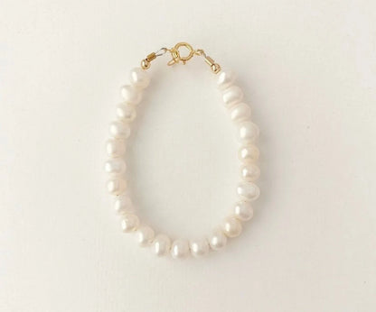 Gold-Filled Freshwater Pearl Baby Bracelet | Hypoallergenic Keepsake Gift | Matching Mommy &amp; Me Jewelry