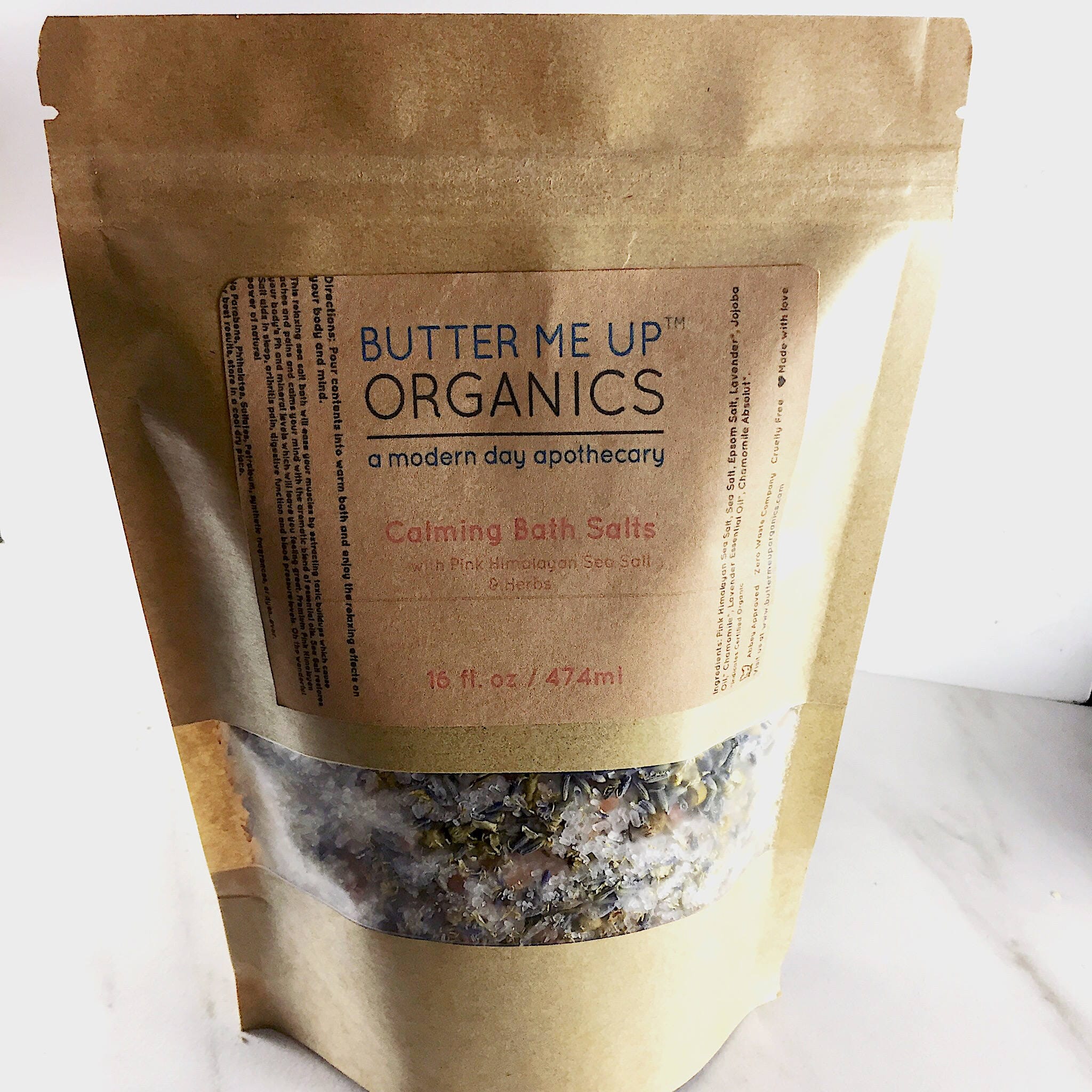 Butter Me Up Organics Bath Calming Bath Salts / Detox / Relaxation / Lavender &amp; Chamomile / Essential Oils / Organic Herbs / Herbal Bath Salts for Relaxation Stress