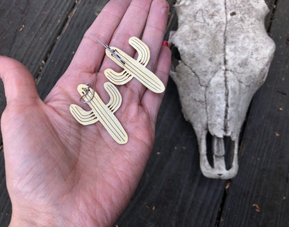 Handmade Saguaro Cactus Earrings: Sawn Metal Jewelry