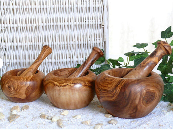 Rustic mortar Olive Wood Mortar and Pestle - My American Goods