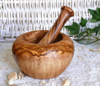 Rustic mortar Olive Wood Mortar and Pestle - My American Goods