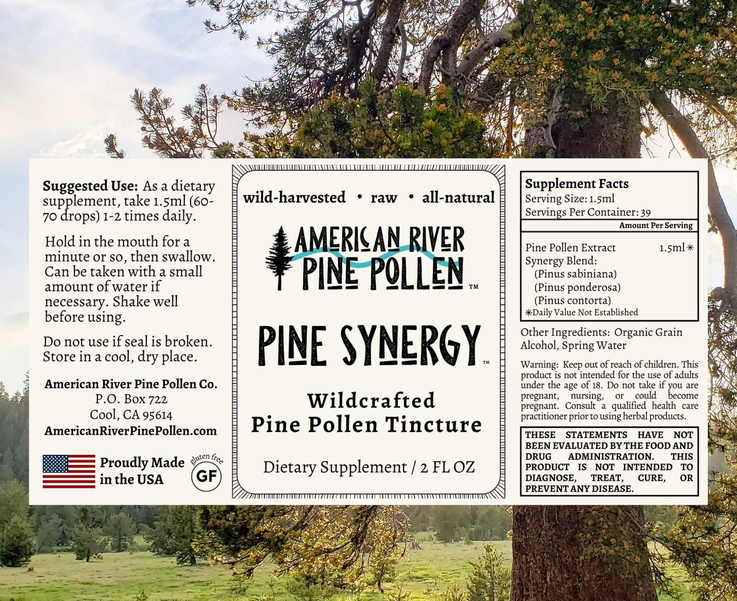 AmericanRiverPinePollen 2 Wildcrafted USA Pine Pollen Tincture/Extract - Pine Synergy