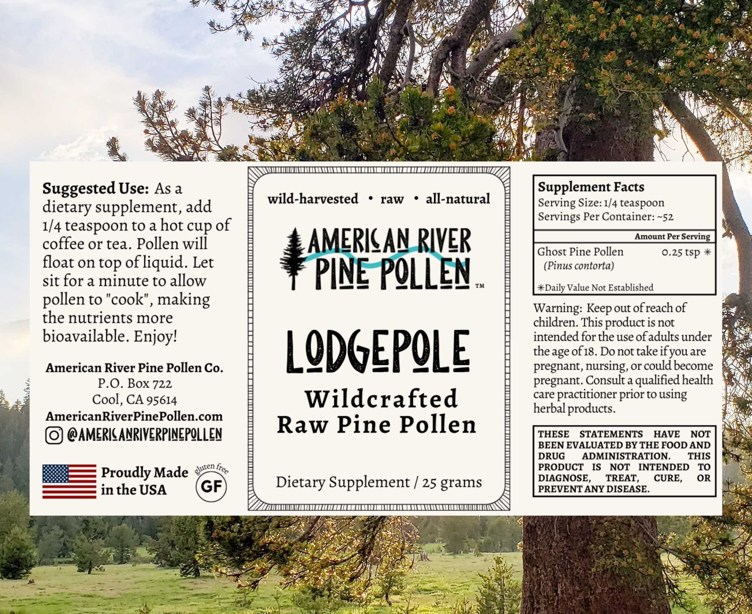 AmericanRiverPinePollen Lodgepole Pine Pollen - Raw and Wild-Harvested