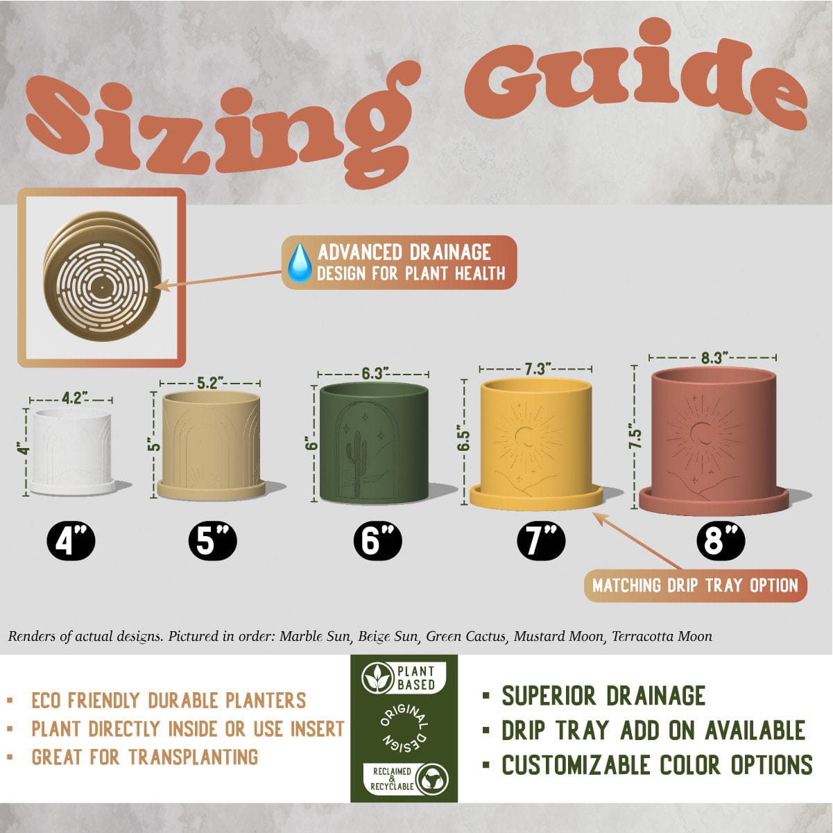 Modern Indoor Planter with Drainage – 3D Printed Fluted Plant Pot, Vertical Ribbed Design, Minimalist Decor Accent, Mid-Bubble