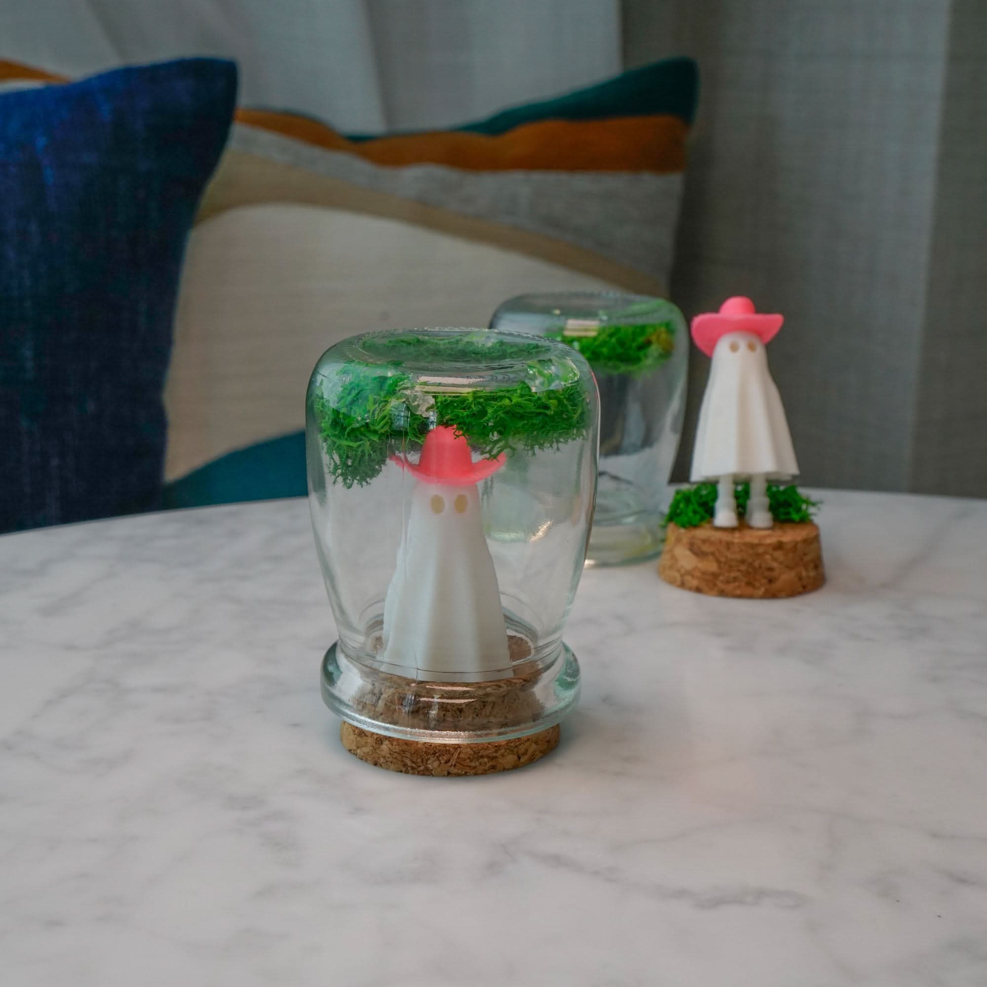 Rosebud HomeGoods Decor Ghost in a Bottle with Pink Cowboy Hat
