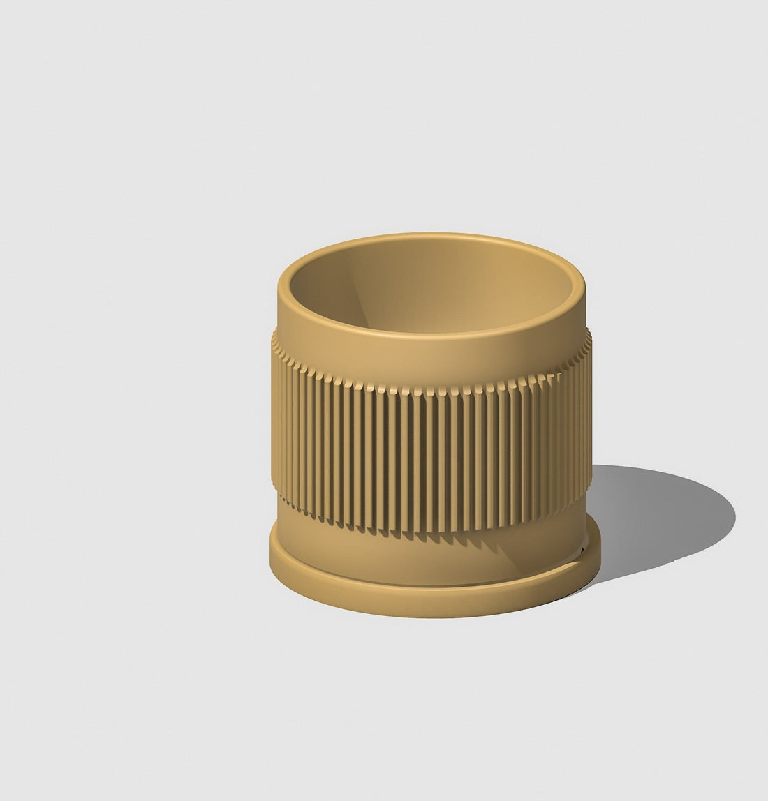Half Mid-Century Ribbed Planter with Drainage and Saucer - My American Goods