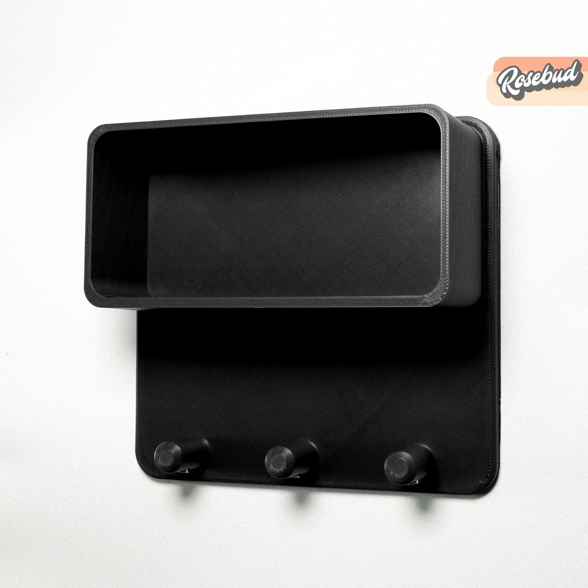 Rosebud HomeGoods Floating Shelf Black / 1 Key Shelf Floating Wall Shelf, Magnetic Key Holder