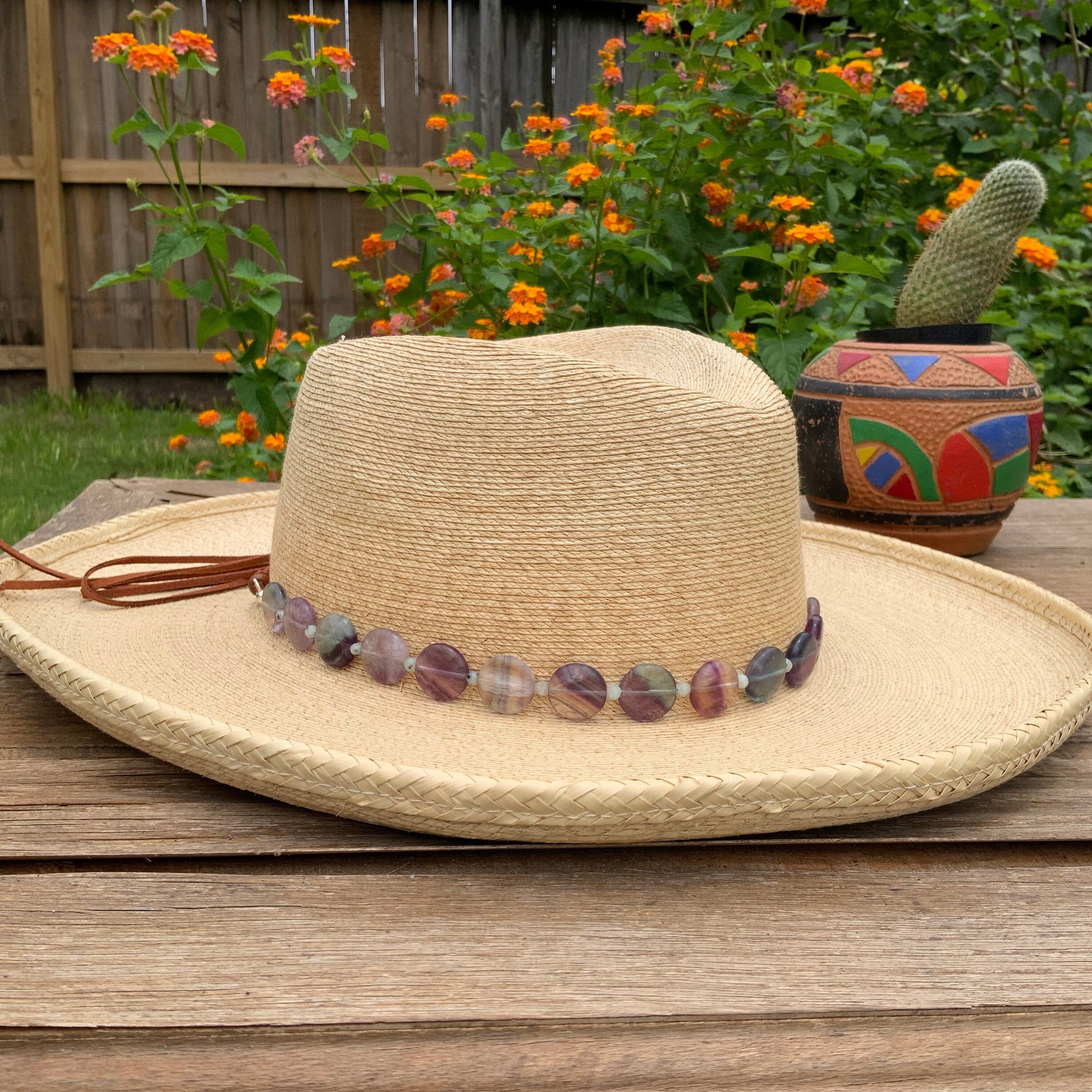 Adriana Soto Joyeria Misc Brown Fluorite and Kiwi Jasper Hatband, Gemstone Hat Band