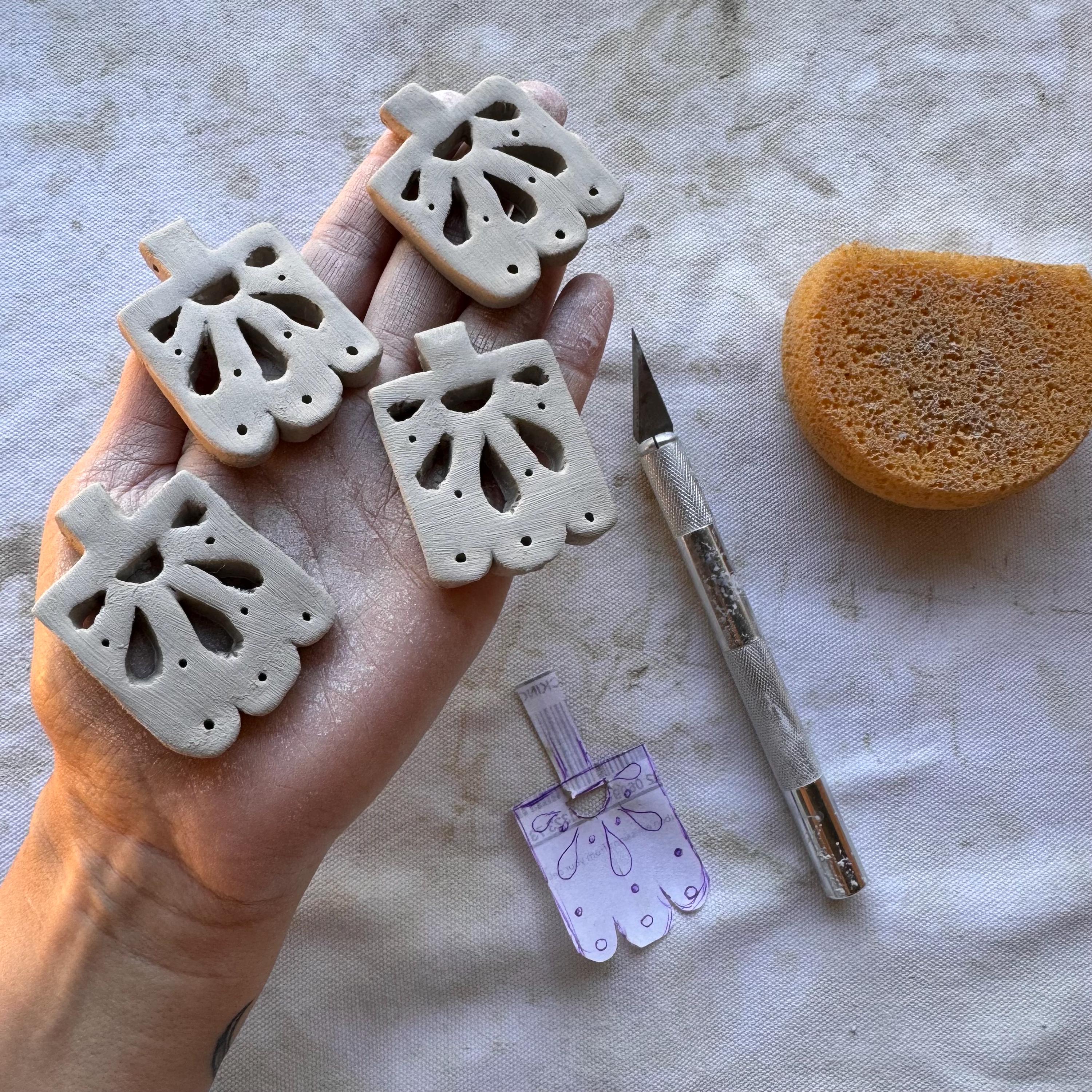 Handmade Ceramic Necklace: Labradorite &amp; Turquoise Fringe