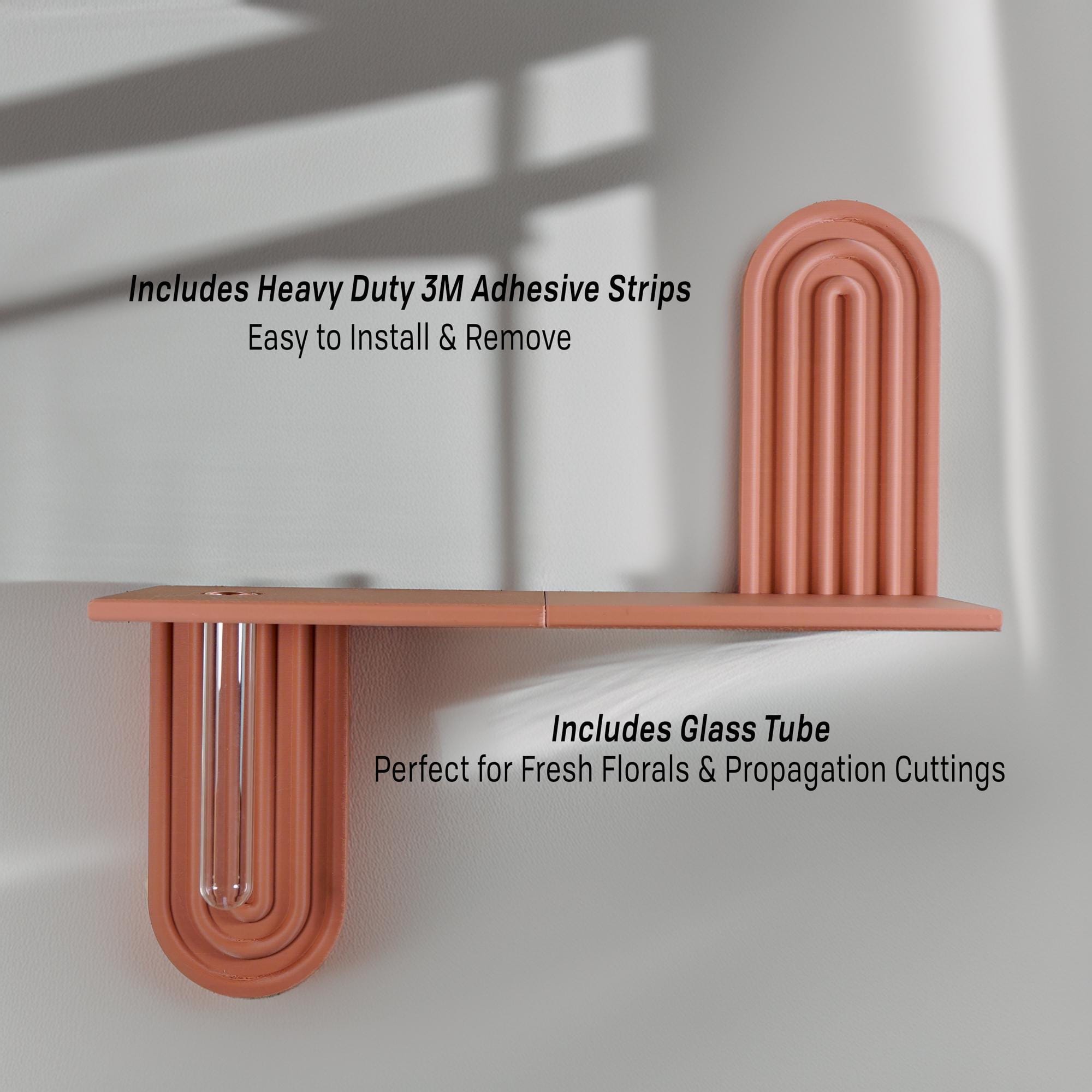 Rosebud HomeGoods Modern Floating Wall Shelf, Unique Arch Oval Home Decor, 3D Printed Propagation or Reed Diffuser Shelf, Wall Shelf Catchall, Entryway Decor
