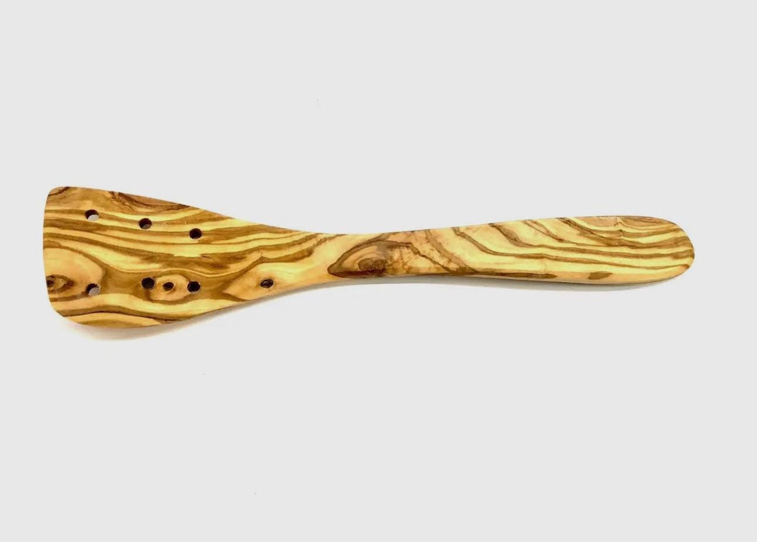 Olive Wood Spatulas With Holes - My American Goods