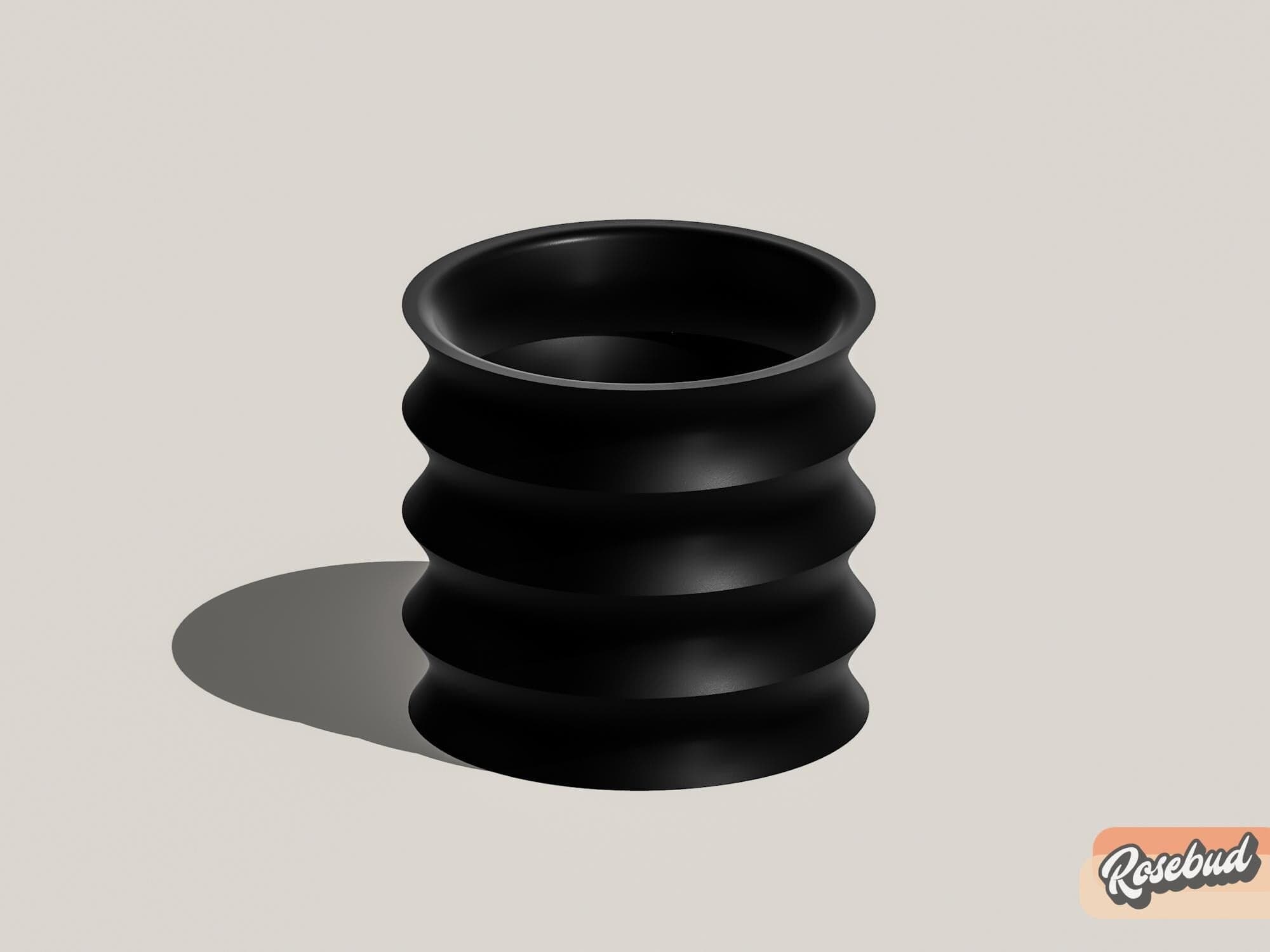 Rosebud HomeGoods Rippled Plant Pot with Drainage – Modern Organic Indoor Planter with Saucer, 3D Printed Wavy Pot for Houseplants - BRIM