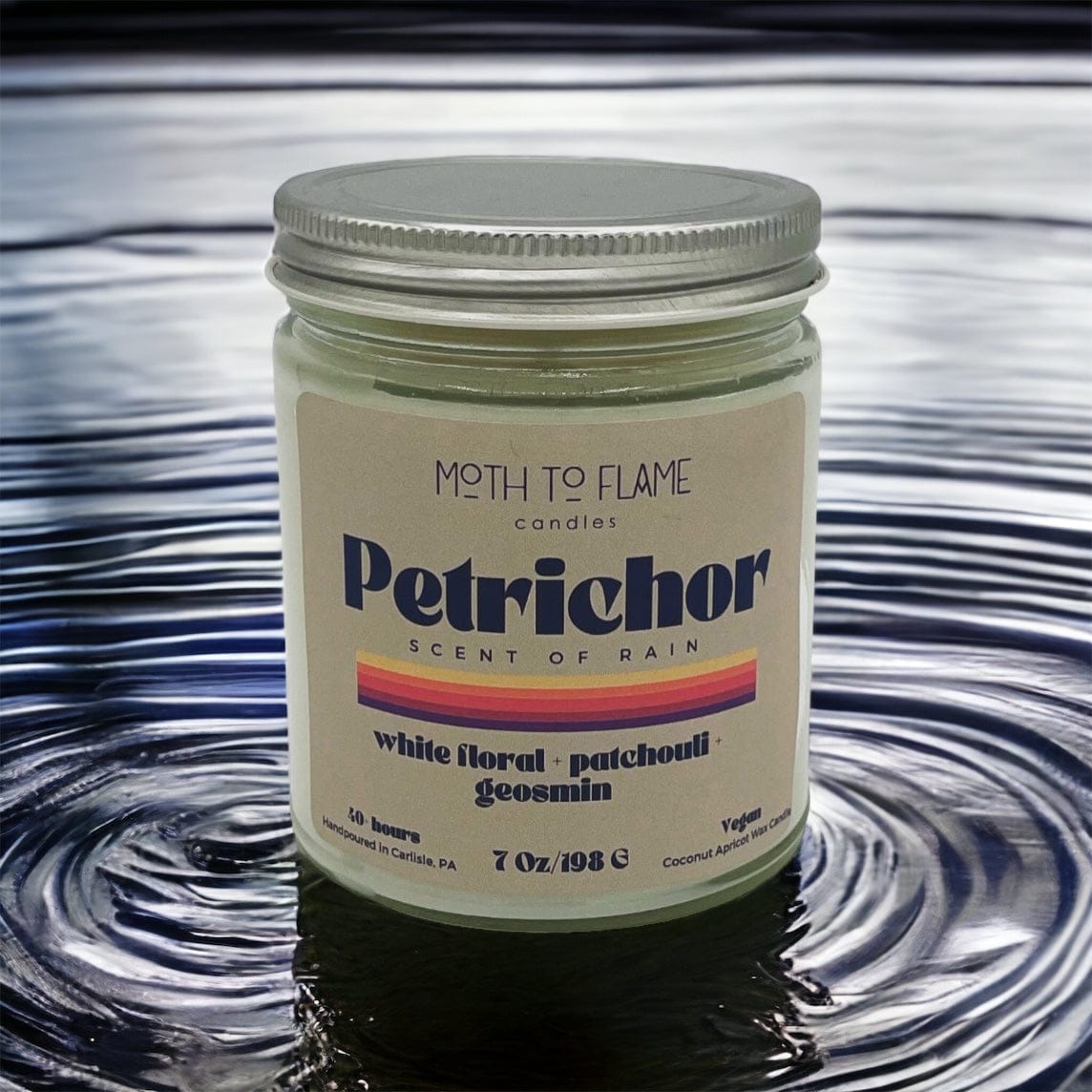 Moth to Flame Candles Candles Retro Label Petrichor – Grounding Earth-Scented Candle (7 oz)