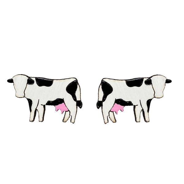 LE CHIC MIAMI Black and White Cow Studs - 2 Colors Available