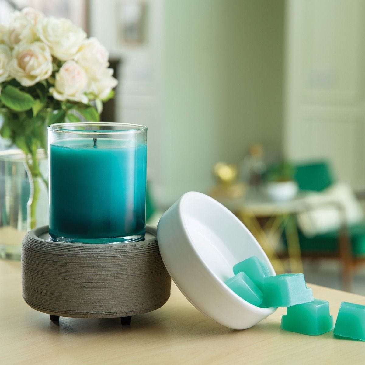 The Scented Vine Candle Warmer White &amp; Concrete 2-in-1 Candle Warmer