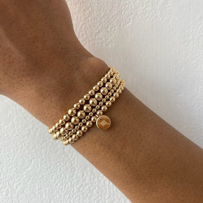 Old English Initial Juno Four Bracelet Stack