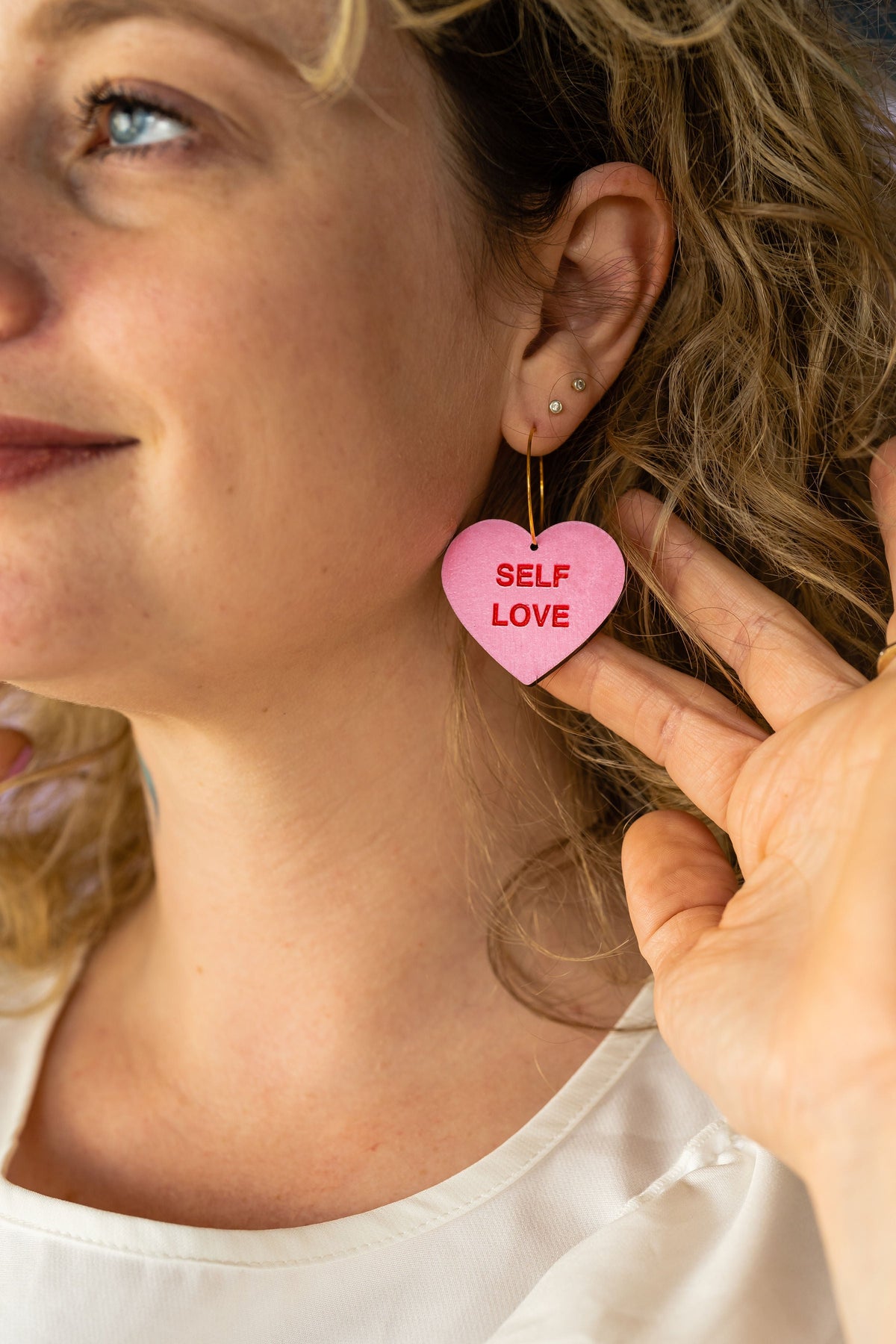 Self Love Conversation Heart Hoops