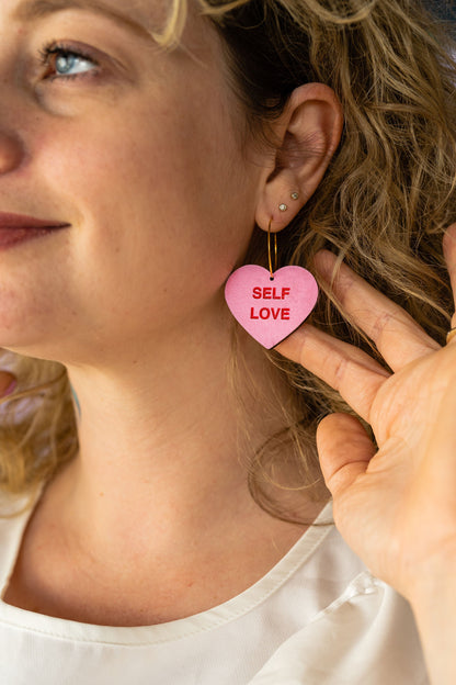 Self Love Conversation Heart Hoops