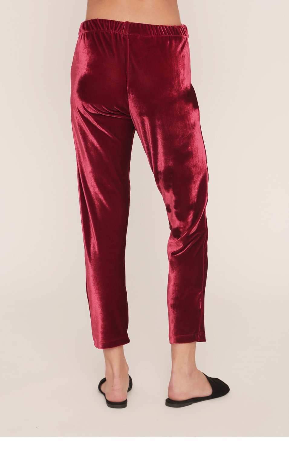 Jagger Velvet Joggers - Sangria Red