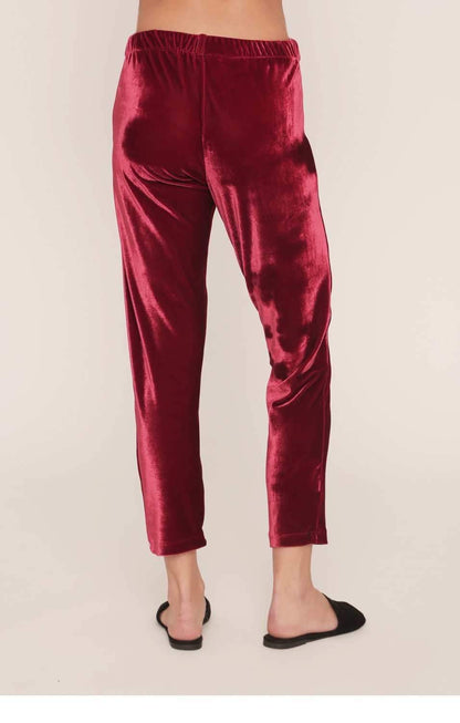 Jagger Velvet Joggers - Sangria Red