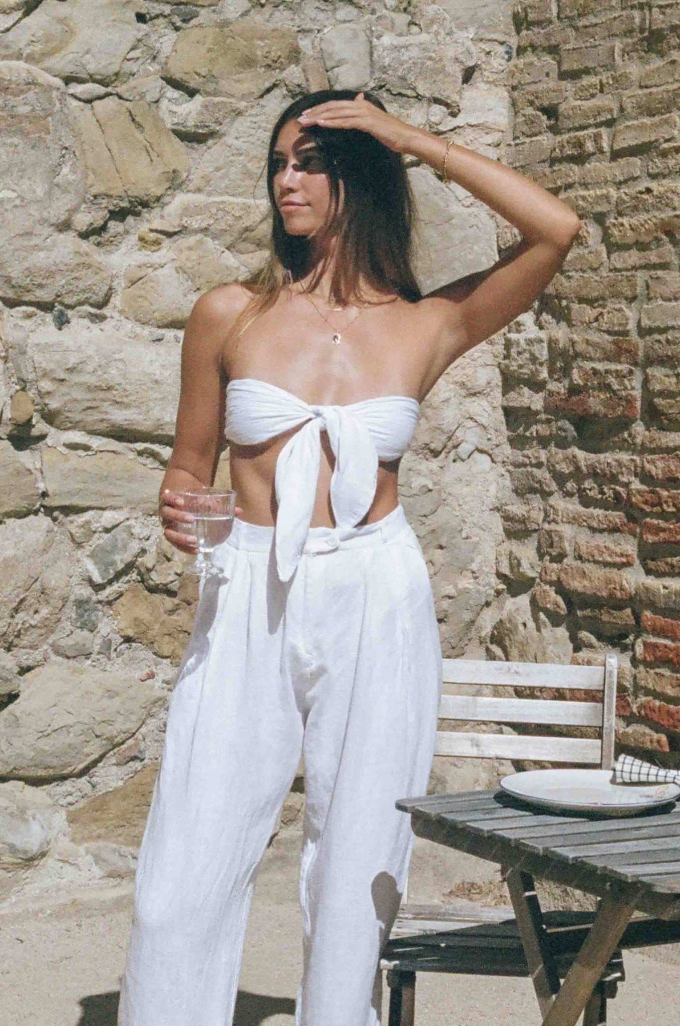 Juliet Tie-Waist Linen Trousers - White
