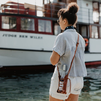 The Local Branch Leather Rambler Bottle Sling - USA Made